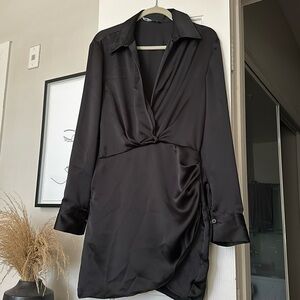 Zara satin shirt dress